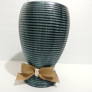 Beautiful blue and black wood vase